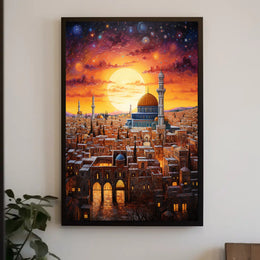 Sunset Over The Ancient City Poster