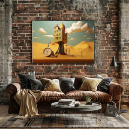 Surreal Dreamlike Landscape with Elevated House Artistic Poster