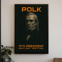 James K. Polk 11th President of the United States Techno Schematic Poster