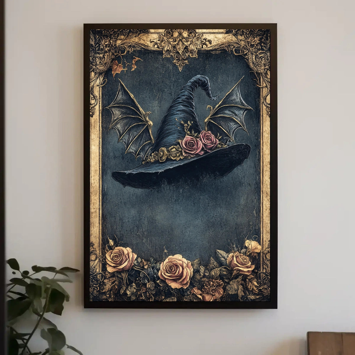 Magical Witch's Hat with Roses Artistic Poster