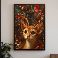 Whimsical Cat Antler Enchantment Fantasy or Mythology Poster