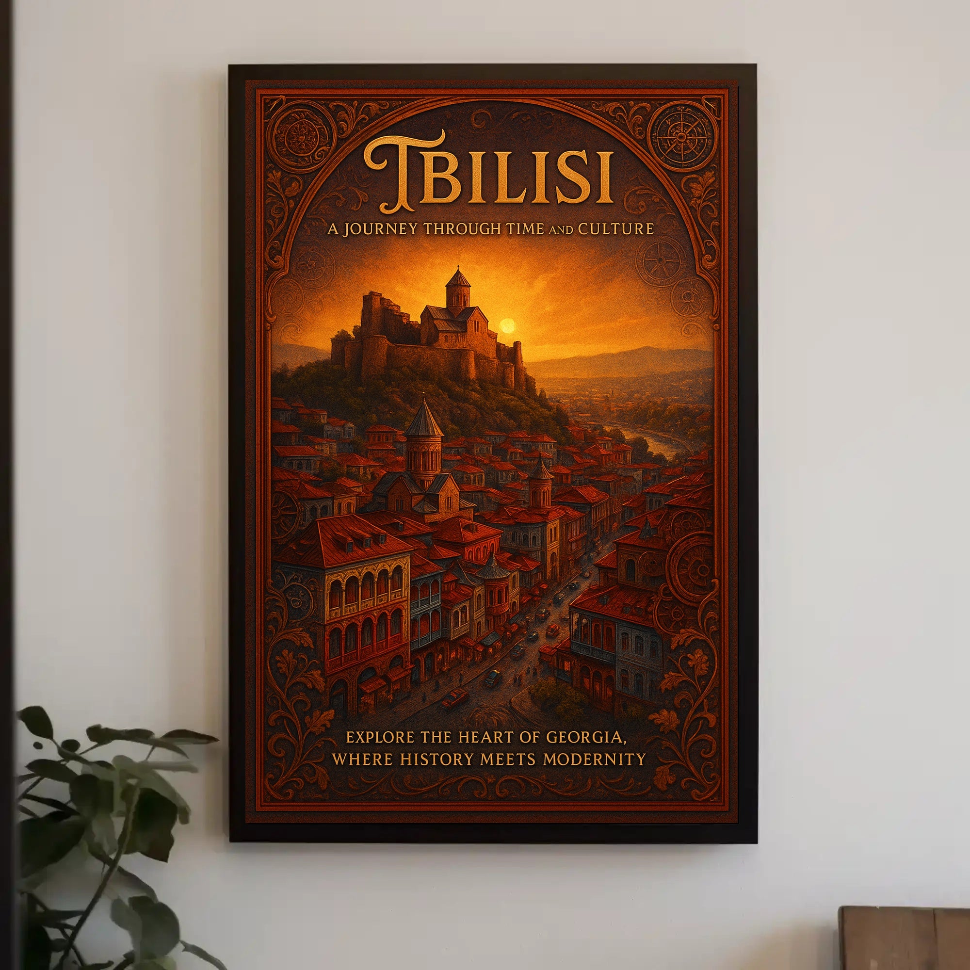 Tbilisi Sunset Exploration: Vintage Cultural or Heritage Poster