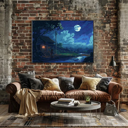 Tranquil Japanese Night Scene Anime-Inspired Poster