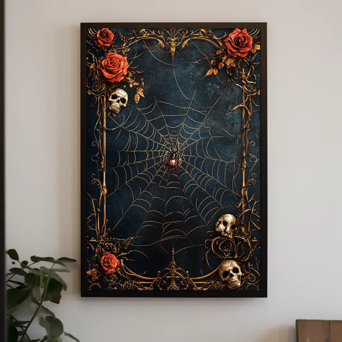 Dark and Mysterious Spiderweb Gothic Art Poster