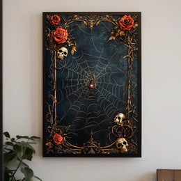 Dark and Mysterious Spiderweb Gothic Art Poster