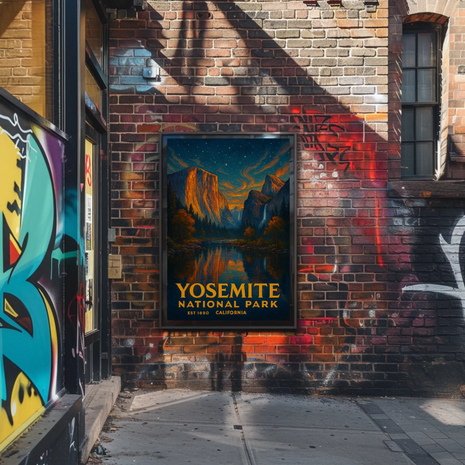 Yosemite National Park Retro Adventure National Park Poster