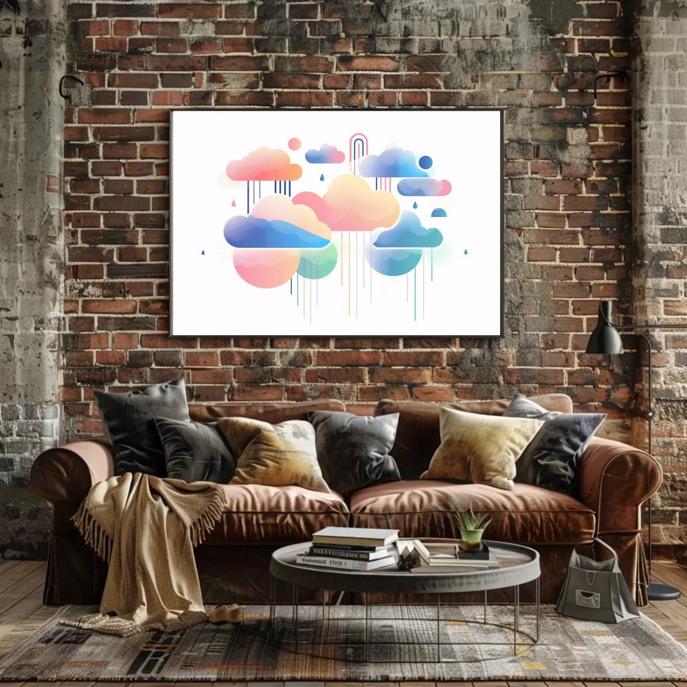 Abstract Rainbow Clouds: Modern Pastel Art Poster