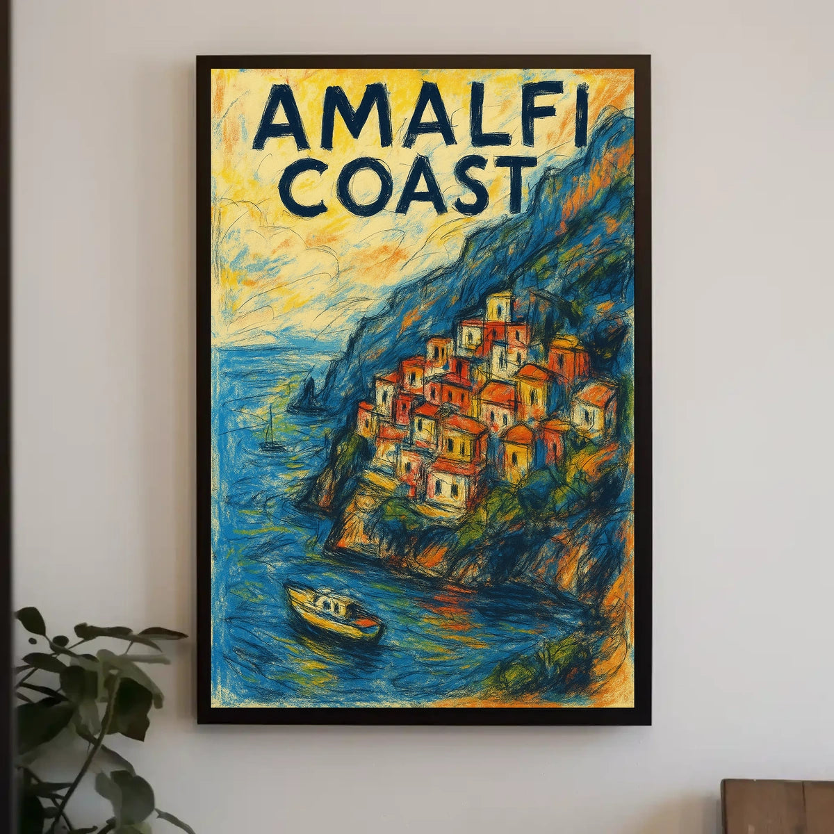 Amalfi Coast Poster Wall Art 18x24 Travel Decor Coastal View