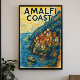 Amalfi Coast Poster Wall Art 18x24 Travel Decor Coastal View