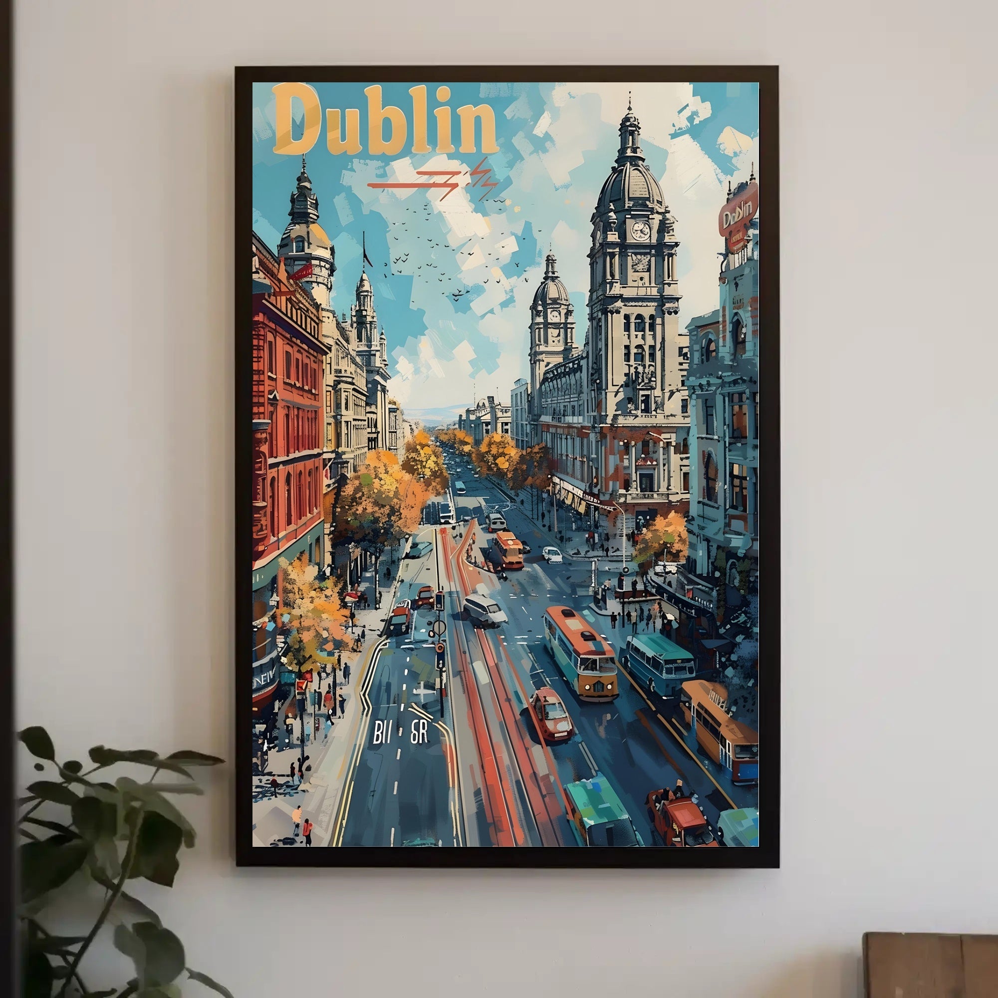 Dublin Cityscape Vibrant Architecture Travel Poster