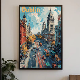 Dublin Cityscape Vibrant Architecture Travel Poster