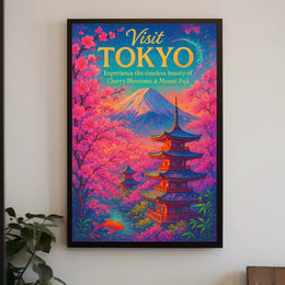 Visit Tokyo Cherry Blossoms Mount Poster