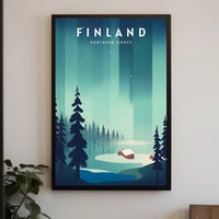 Northern Lights Finnish Wilderness Travel Poster