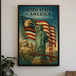 United States of America A Tapestry of Liberty, Unity, and Diversity Poster