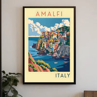 Amalfi Coast Illustration Poster