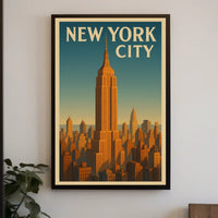 Empire State Building New York Poster Vintage Wall Art