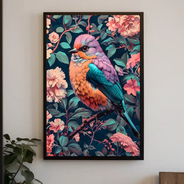 Vibrant Bird In Bloom William Morris Art Poster