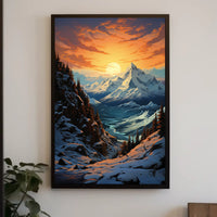Breathtaking Sunset Mountain Landscape National Park Poster