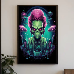 Alien Commander Sci-Fi Illustration Poster