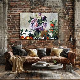 Vintage Floral Still Life Painting with Peonies - Artistic Poster