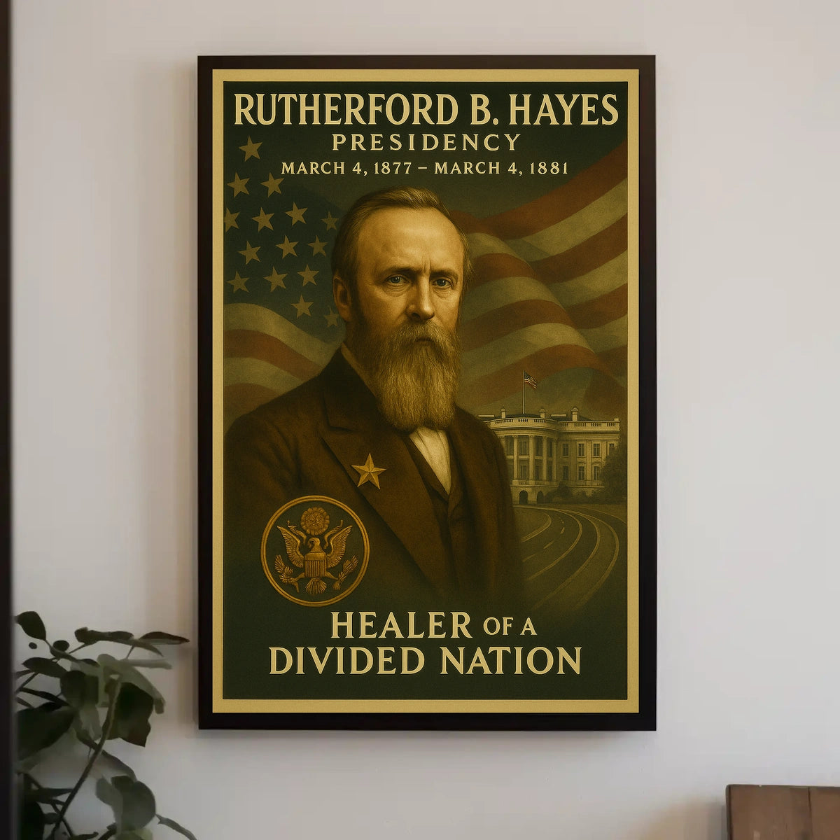 Rutherford B. Hayes Illustrated Historical Presidential Poster