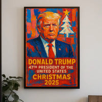 Stylized Presidential Portrait: Christmas 2025 Political Poster