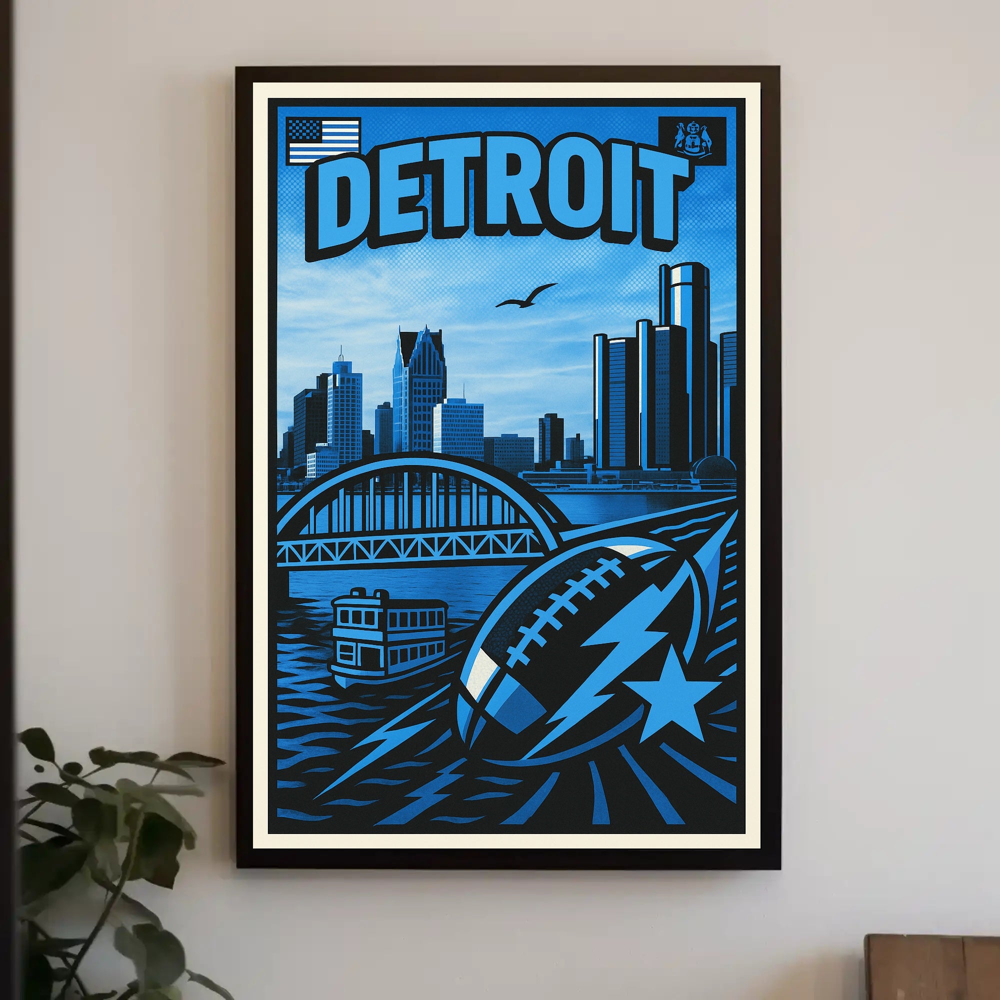 Detroit Skyline and Sports Poster PosterGoat