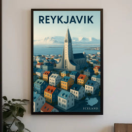 Reykjavik Cityscape Adventure Travel Poster PosterGoat