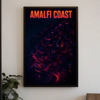 Amalfi Coast Neon Nightscape Poster Wall Art Decor Print