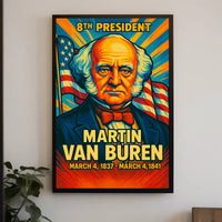 Martin Van Buren 8th President of the United States Colorful Comic Book Style Poster
