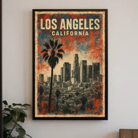 Los Angeles Vintage Cityscape Palm Retro Poster