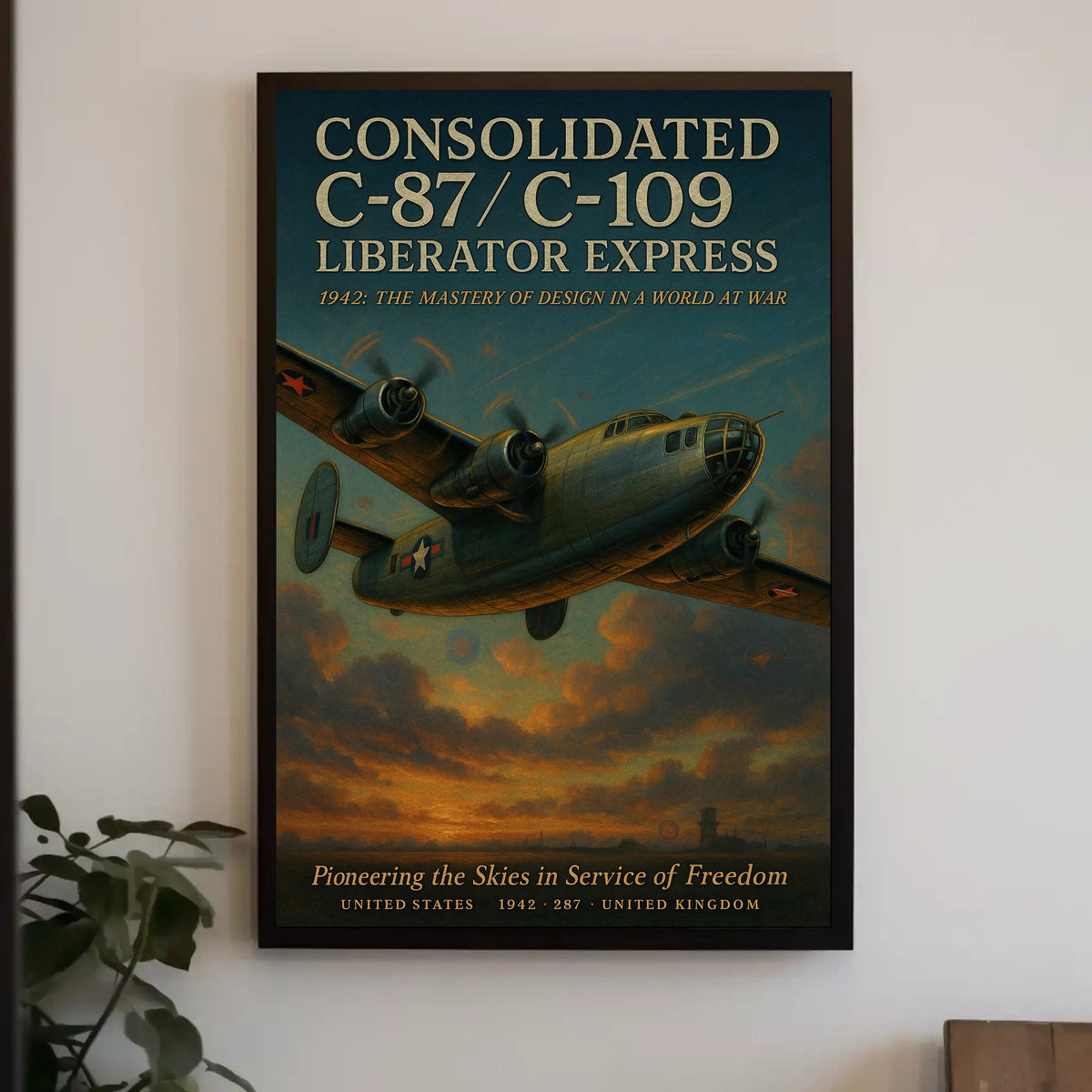 Consolidated C-87 Liberator Express Vintage Aviation Poster