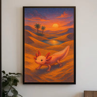 Axolotl In The Desert Sunset Poster