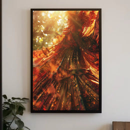 Mystical Enchantment in Grand Candle-Lit Library Poster PosterGoat