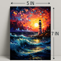 Lighthouse At Sunset Poster