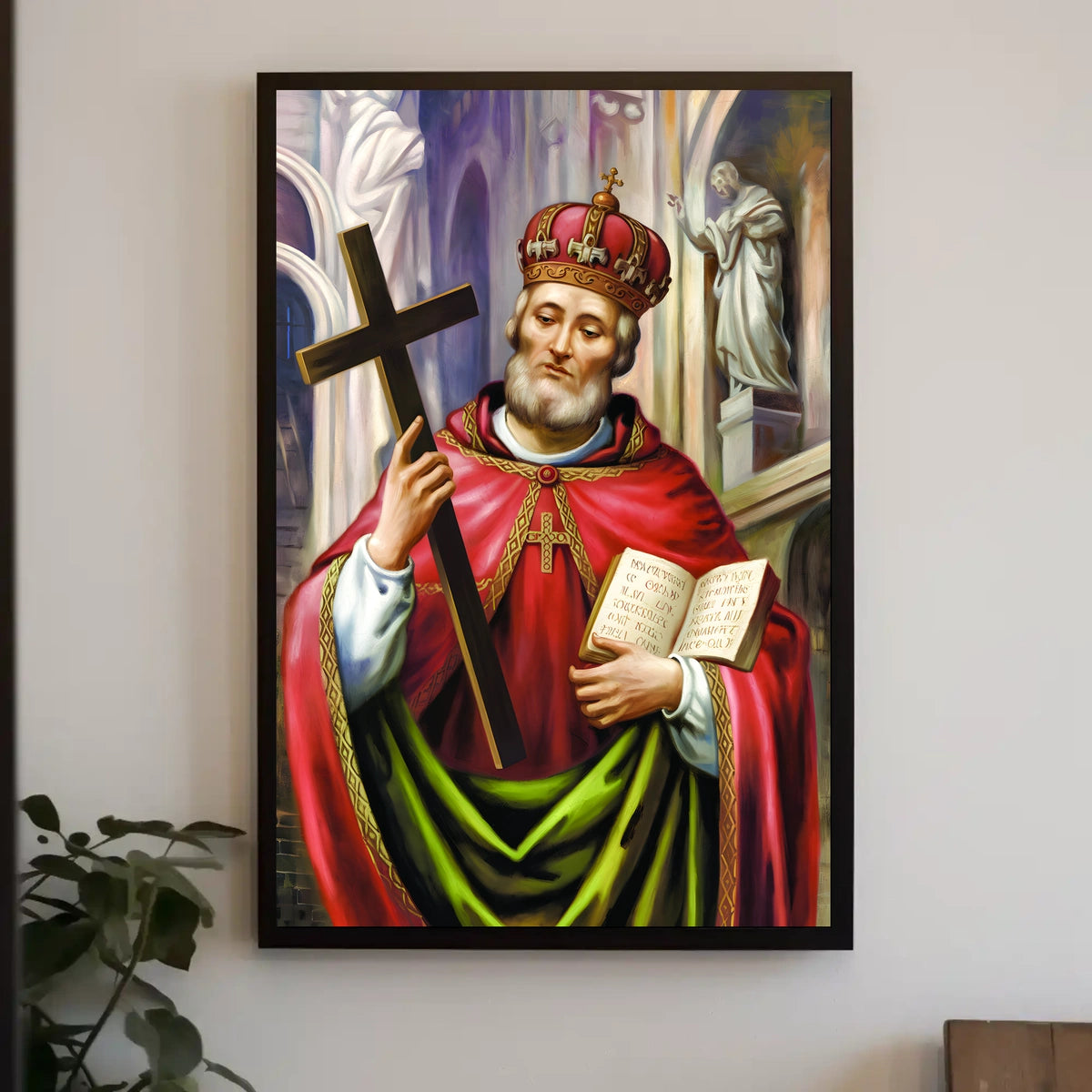 Saintly Figure with Cross Poster