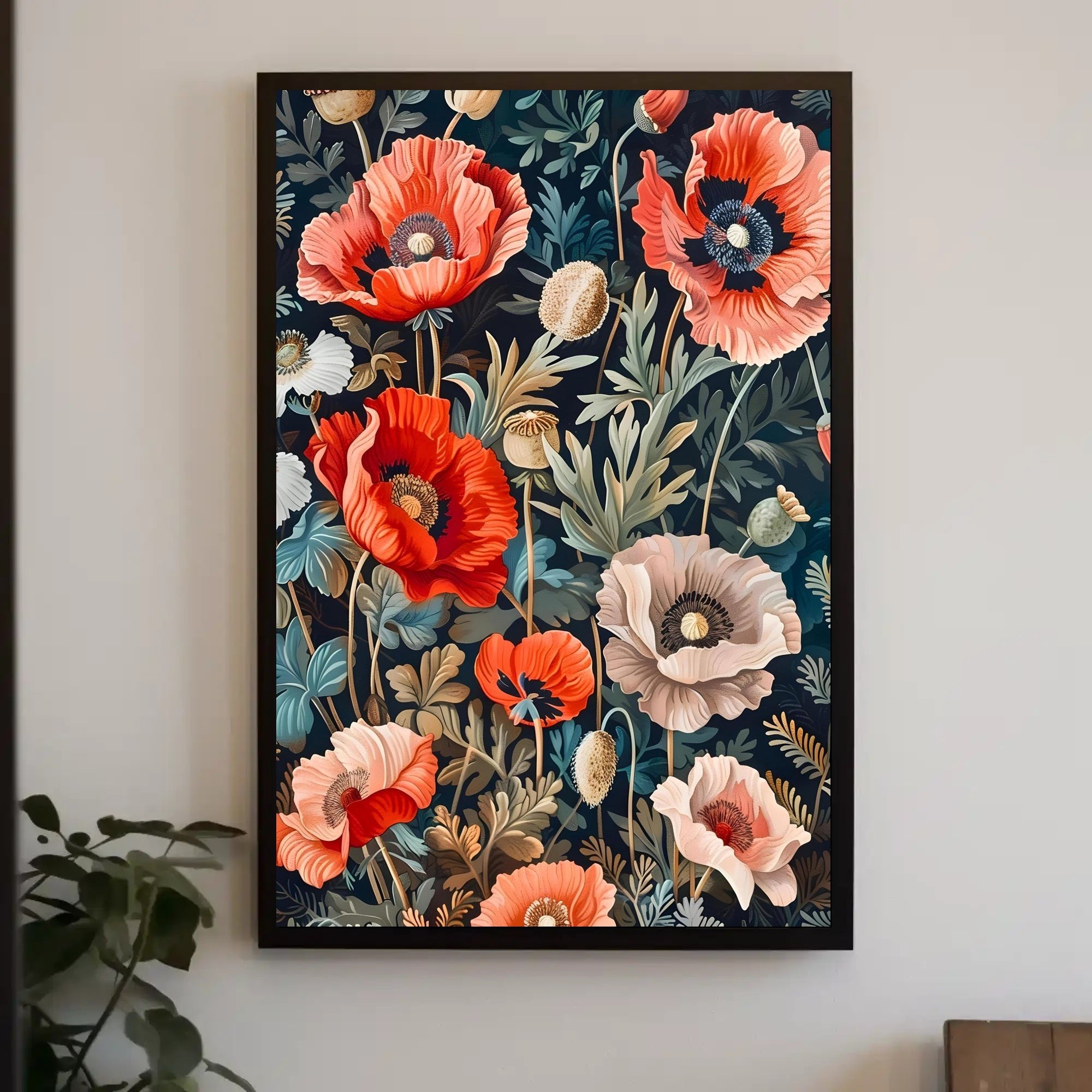 Vibrant Poppies Botanical Floral Poster Art Print