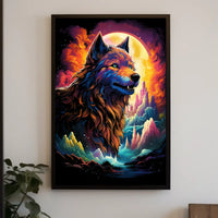 Majestic Wolf Psychedelic Landscape Art Poster