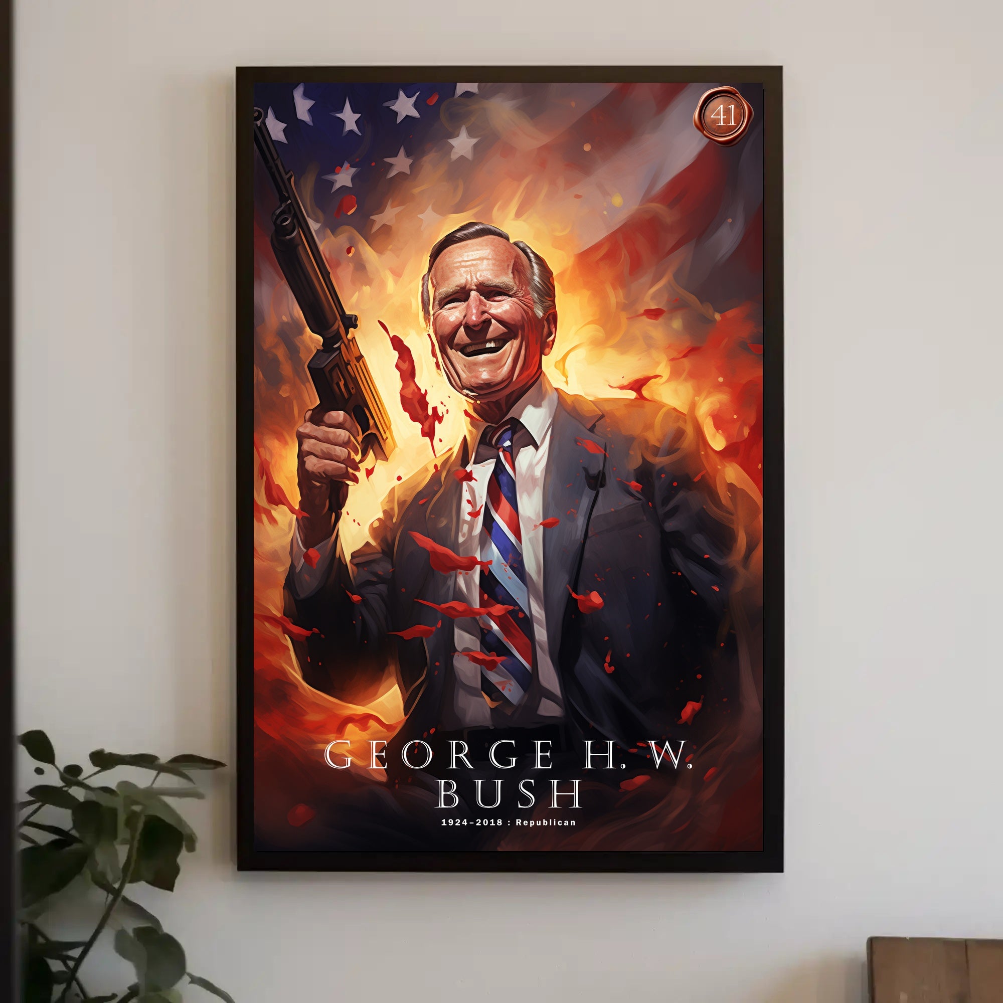 Commemorative Portrait of George H.W. Bush Poster