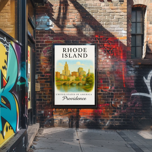 Providence Rhode Island Historic Riverwalk Downtown Travel Poster Travel Poster