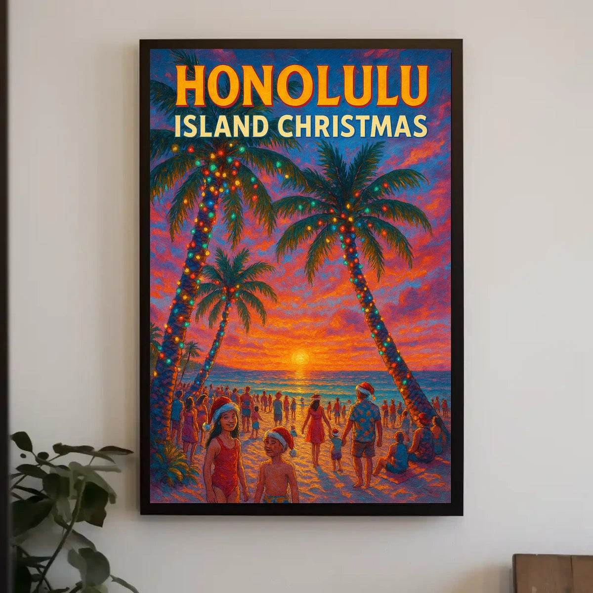 Honolulu Island Christmas Poster