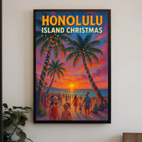 Honolulu Island Christmas Poster