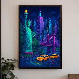 Pixelated New York Cityscape Poster