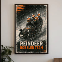Reindeer Bobsled Team Poster