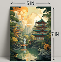Tranquil Pagoda Landscape Poster