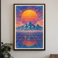 Retro-Futuristic Vaporwave Landscape Art Print - Futuristic Sci-Fi Poster