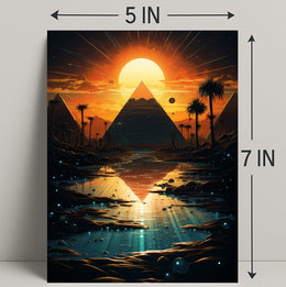 Sunset Over The Pyramids Poster