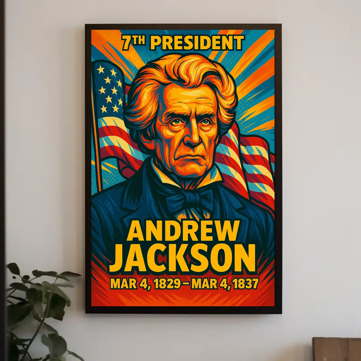 Andrew Jackson 7th President of the United States Colorful Comic Book Style Poster