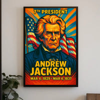 Andrew Jackson 7th President of the United States Colorful Comic Book Style Poster