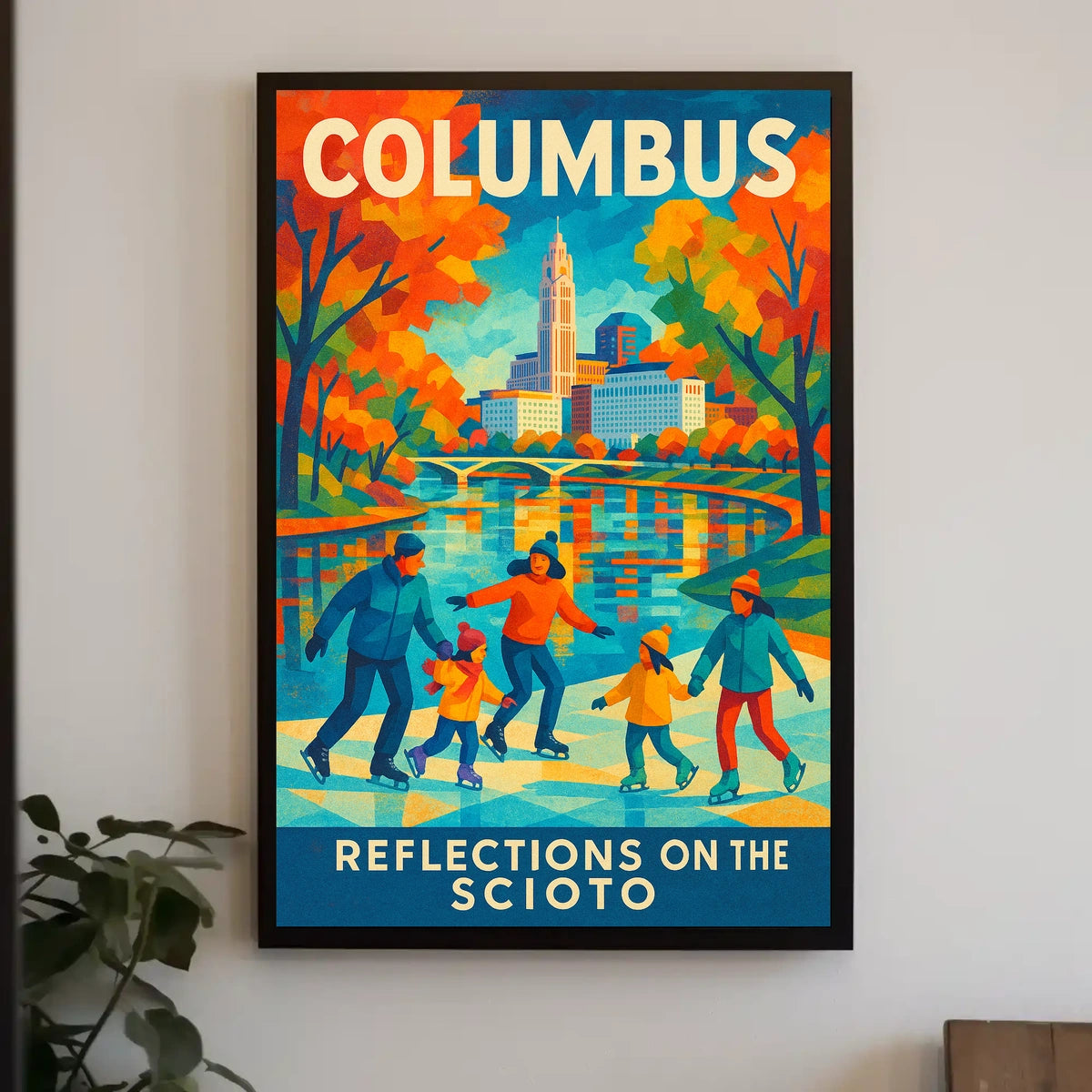 Columbus Reflections on the Scioto Poster